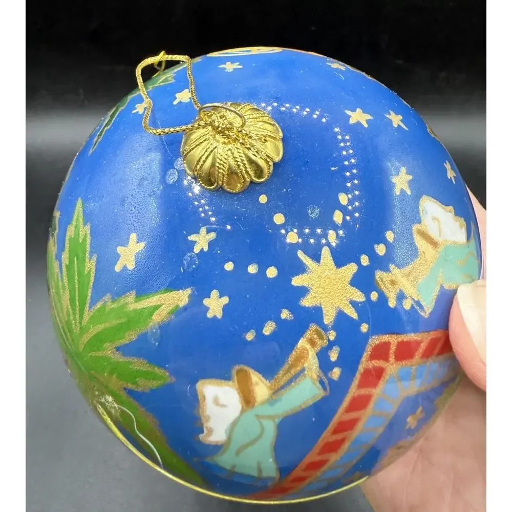 Pier 1 Li Bien Painted Inside Glass Christmas Ornament Nativity Wise Men -C36